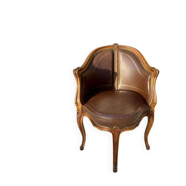Fauteuil de bureau, modèle encoignure, de style Louis XV, XIXème
