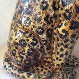 Enamelled terracotta leopard from the 60s Italy