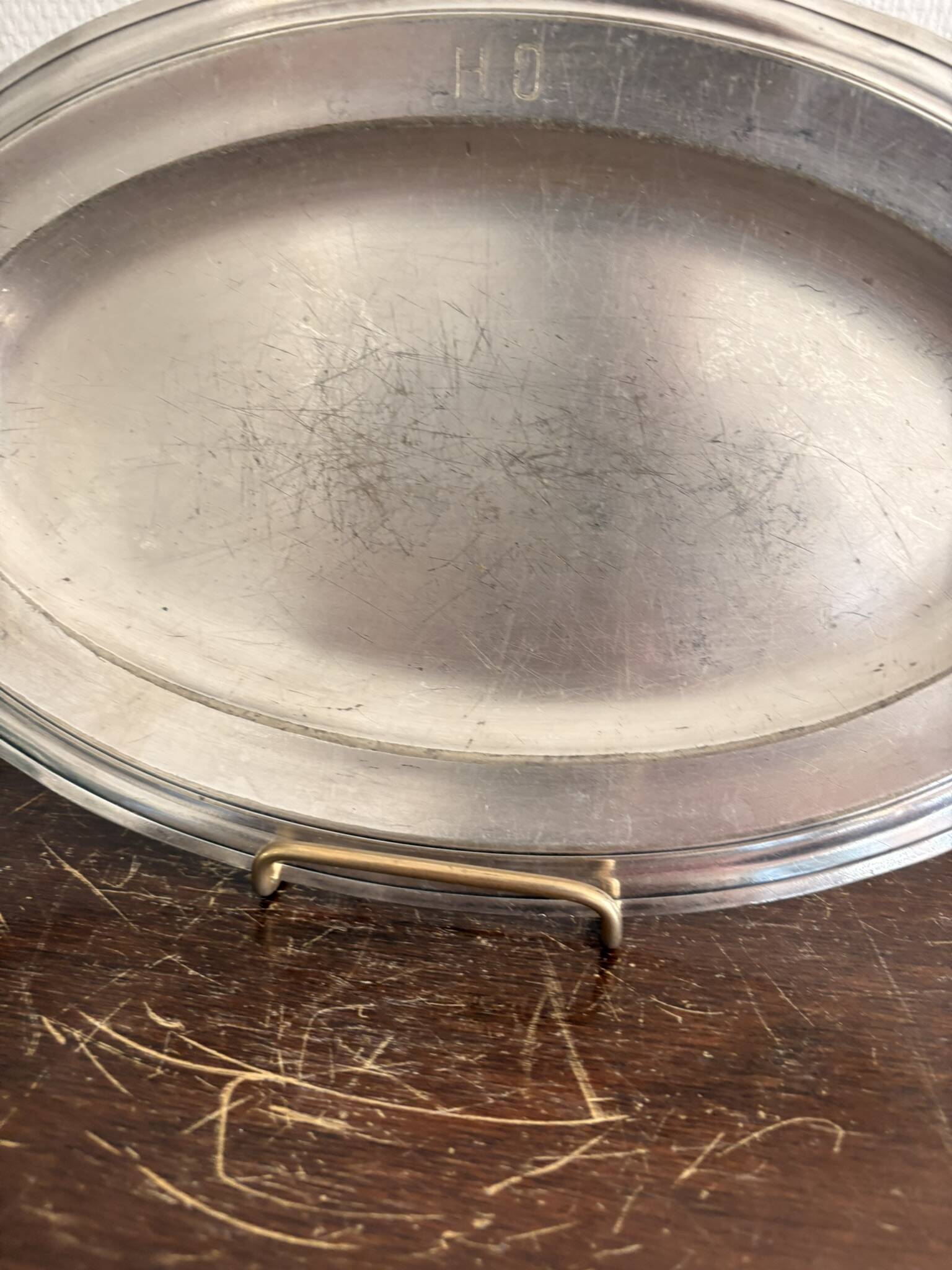 Antique Serving Dish Tray 18th Century Pewter Fondue HO