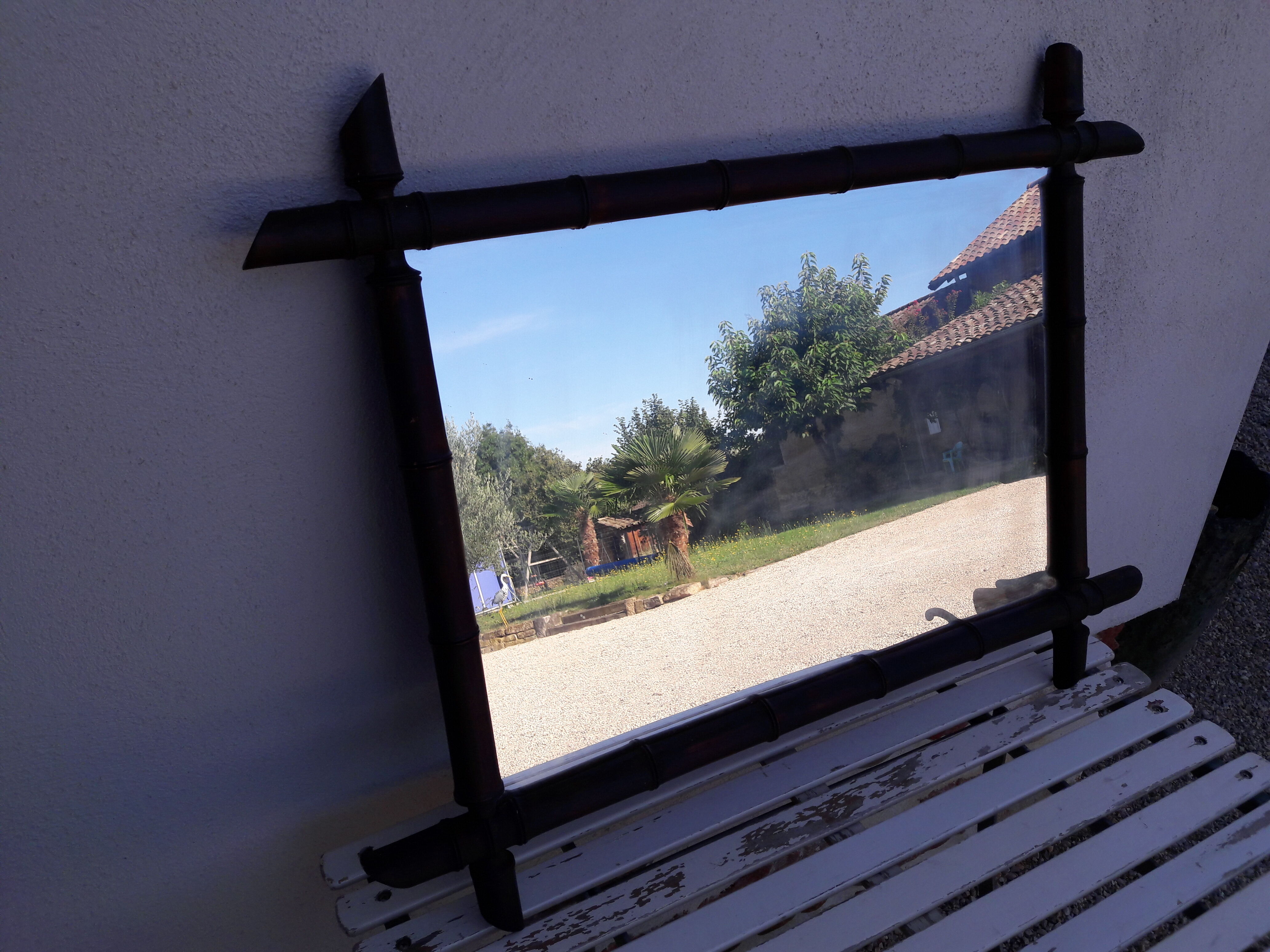 Miroir bois imitation bambou 79 x60 cm