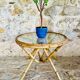 Round bamboo and rattan coffee table with glass top, circa 1960s