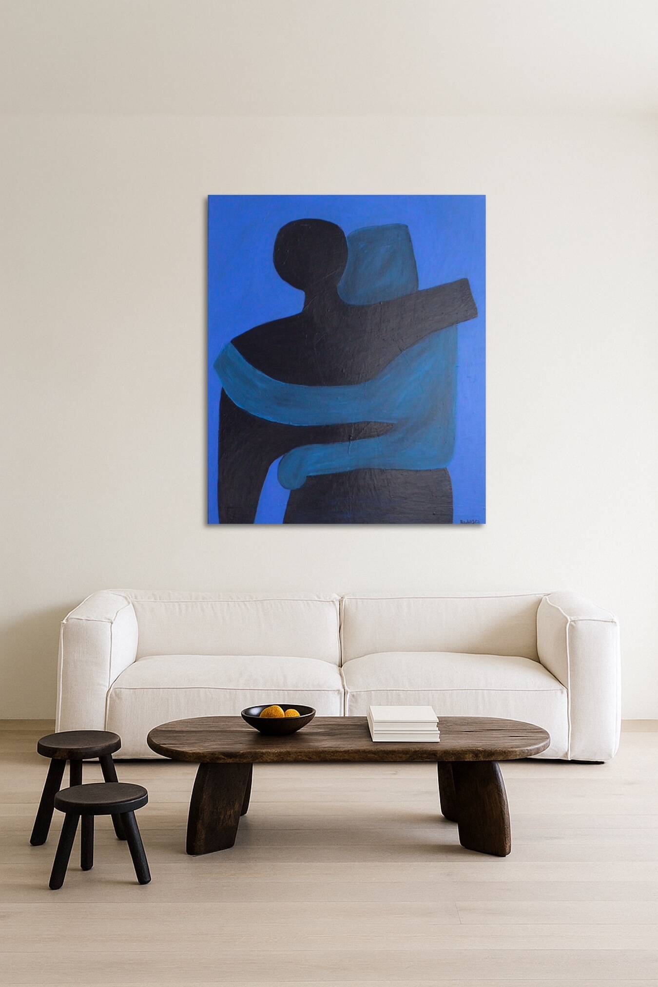 Abstrait figuratif contemporain "Can i hold you" 100x81cm