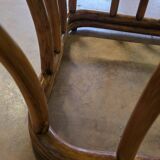 Rattan and smoked glass coffee table, vintage 1970s design.