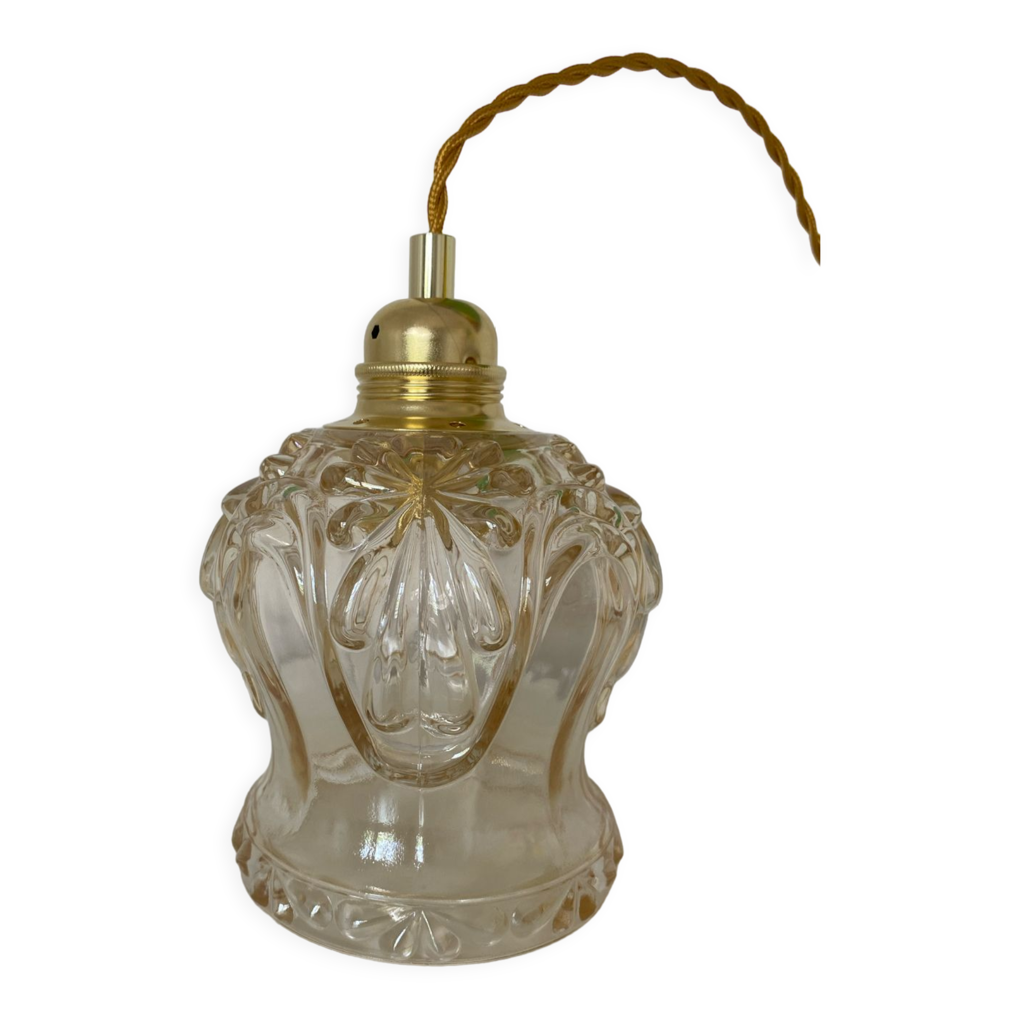 Pendant lamp with amber vintage globe