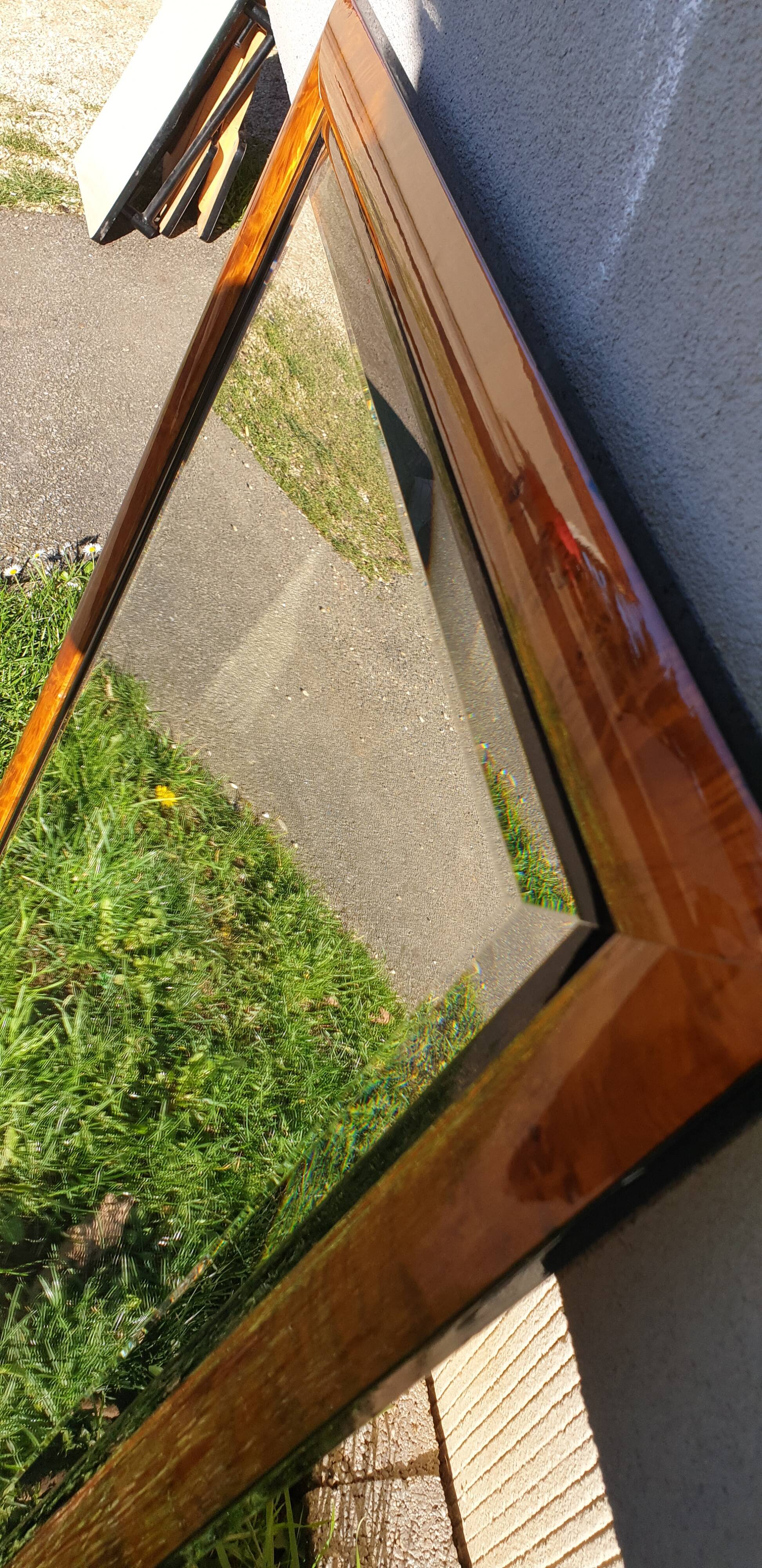 Mirror marquetry walnut bramble 73x104cm