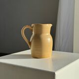 Small vintage jug engraved 50cl matte beige stoneware H14