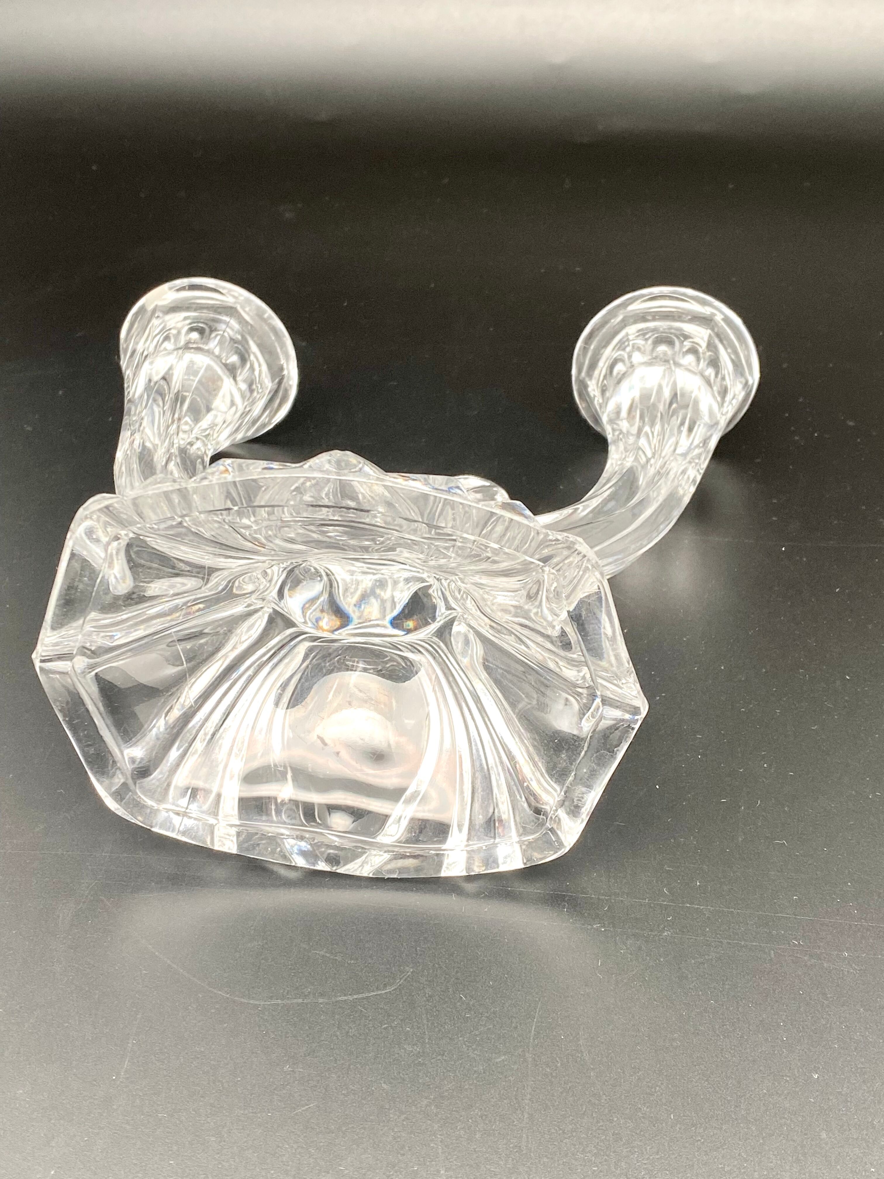 Chandelier double en verre travaillé transparent