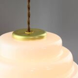 Mid-Century Italian Brass and Opaline Glass Pendant Lamp