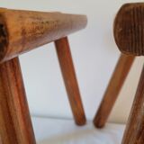 Pair of half-moon tripod stools