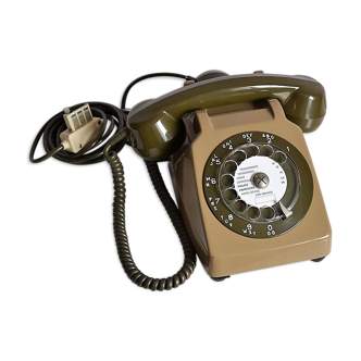 Téléphone vintage Socotel S63 Kaki à cadran, 1981, France