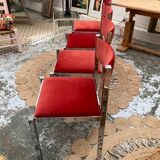 Series of 4 chrome chairs 70s