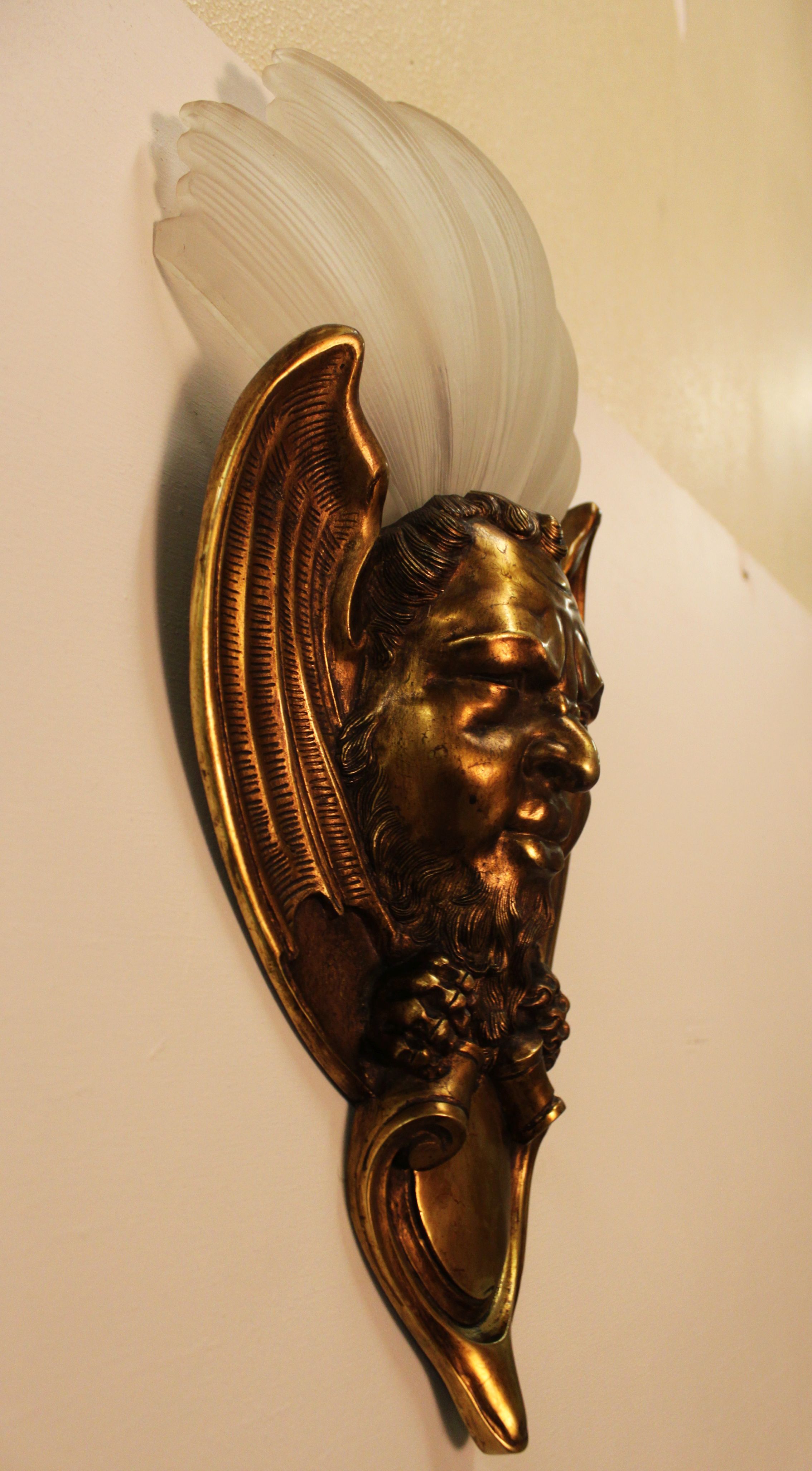 Pair of bronze wall lamps Art Deco style early twentieth century
