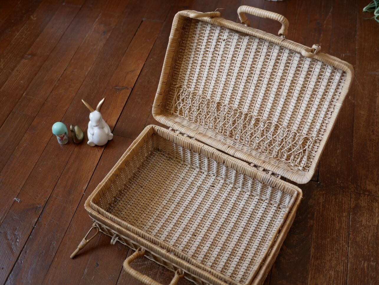 Suitcase vintage wicker