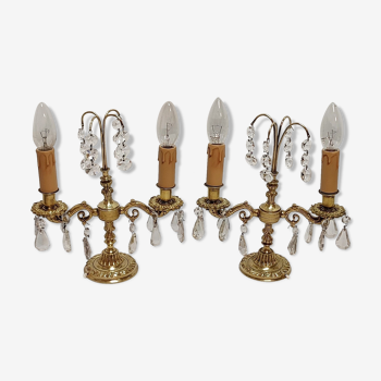 Classic bronze and crystal sconces. France 1950s.