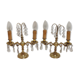 Classic bronze and crystal sconces. France 1950s.