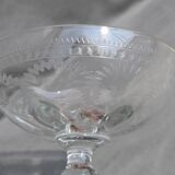 10 glasses of old champagne blown glass engraved Vierzon Thouvenin Portieux