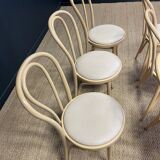 Set of 6 Thonet type bistro chairs light curved wood & Skaï GO IN Germany