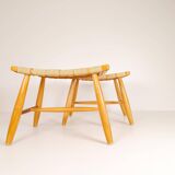 Pair of Swedish stools from the 1960s in lacquered birch, mid-century style.