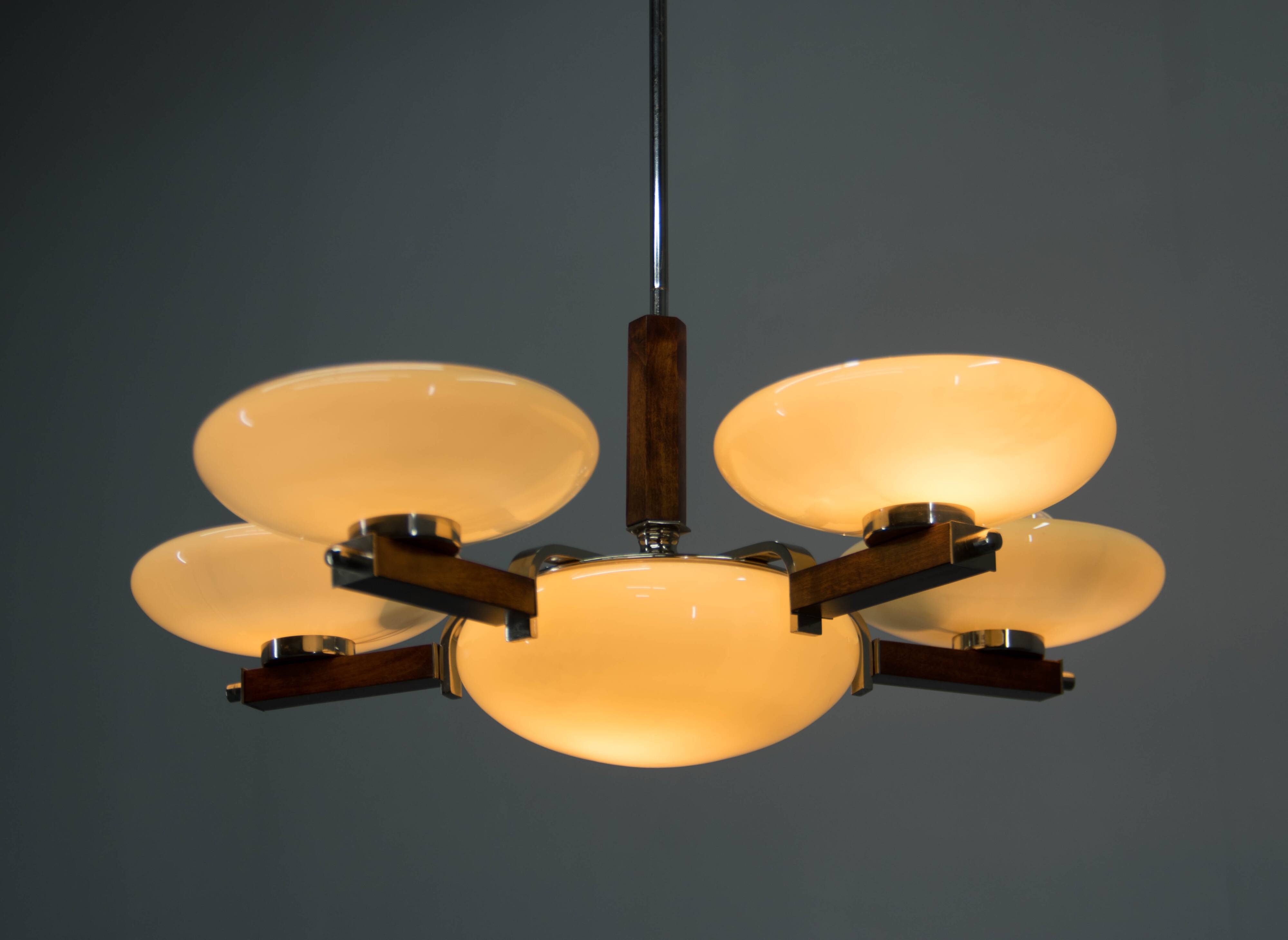 Large Art Deco Chandelier, Germany, 1930s, Restored