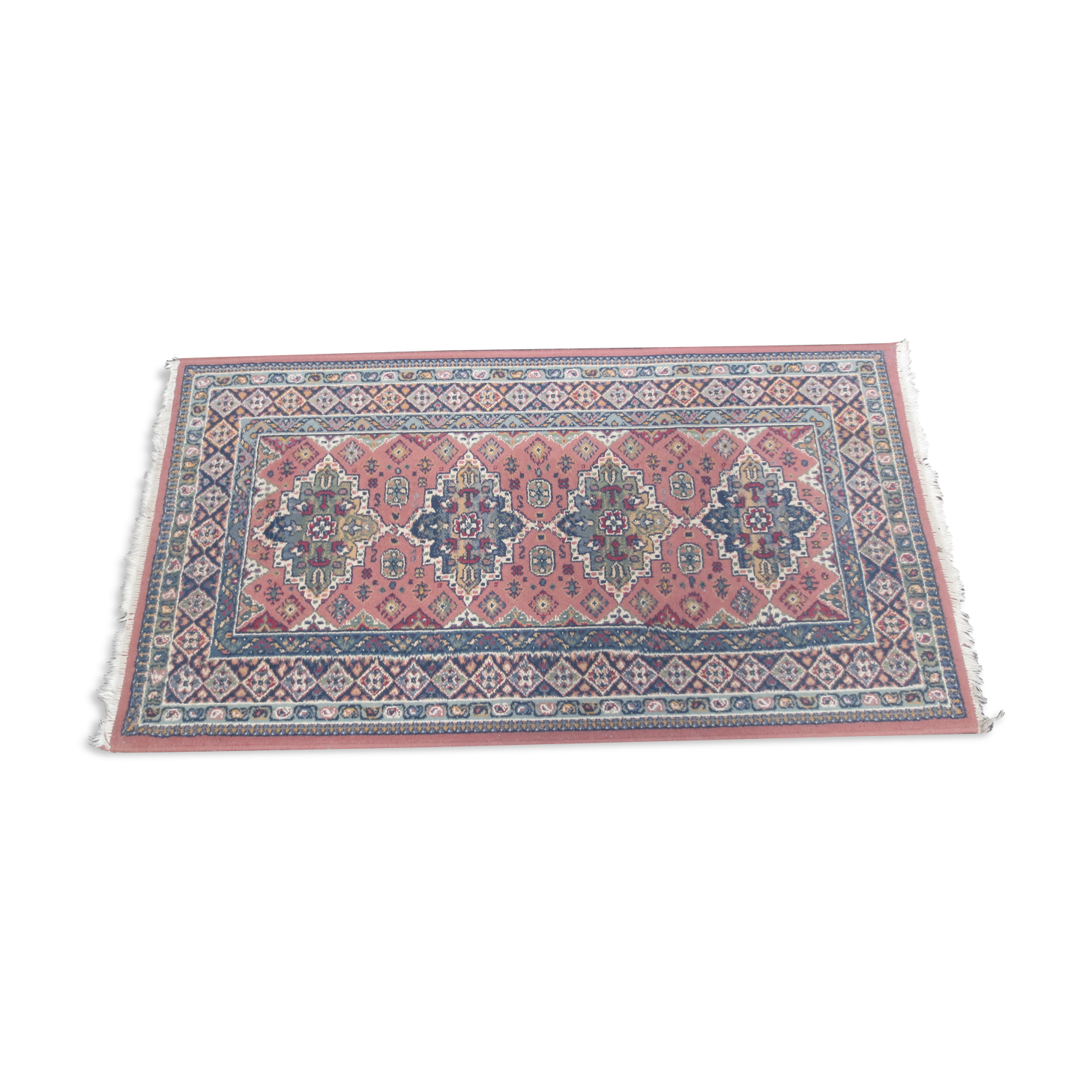 small versatile cotton carpet, oriental décor red blue brick color 155cm X 78 cm