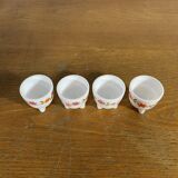 Series of 4 arcopal tripod egg cups