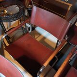 Set of 6 brown leather armchairs