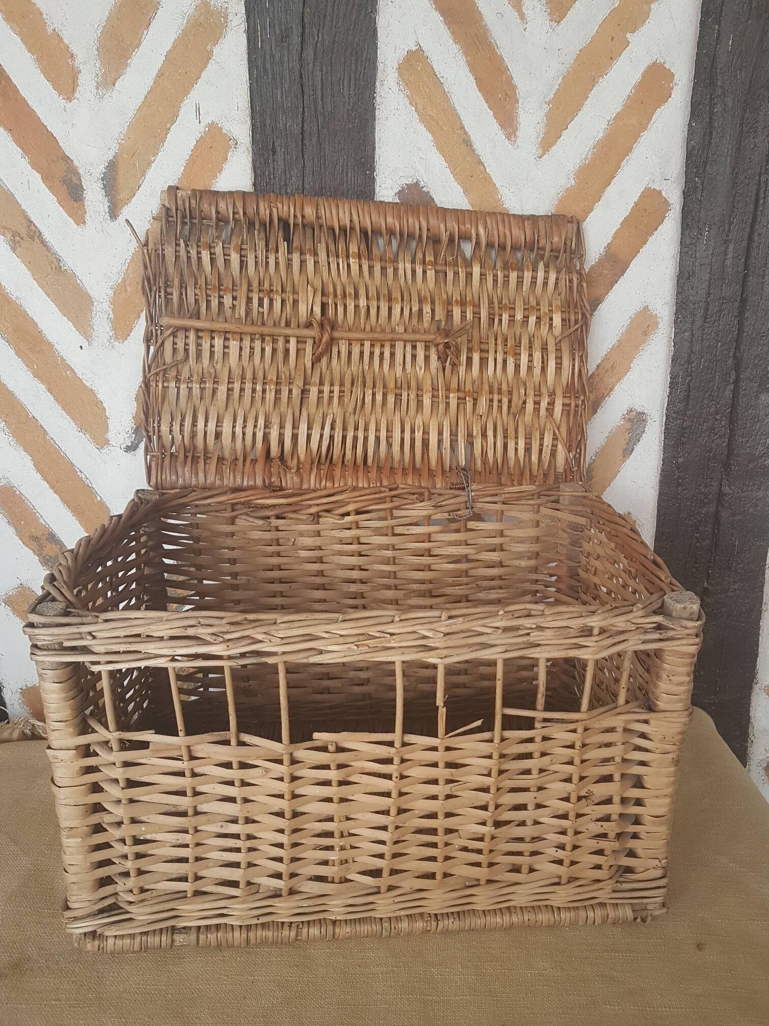 Panier de marché couvercle en osier