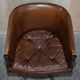Vintage Patinated Leather Chesterfield Swivel Captain's Armchair