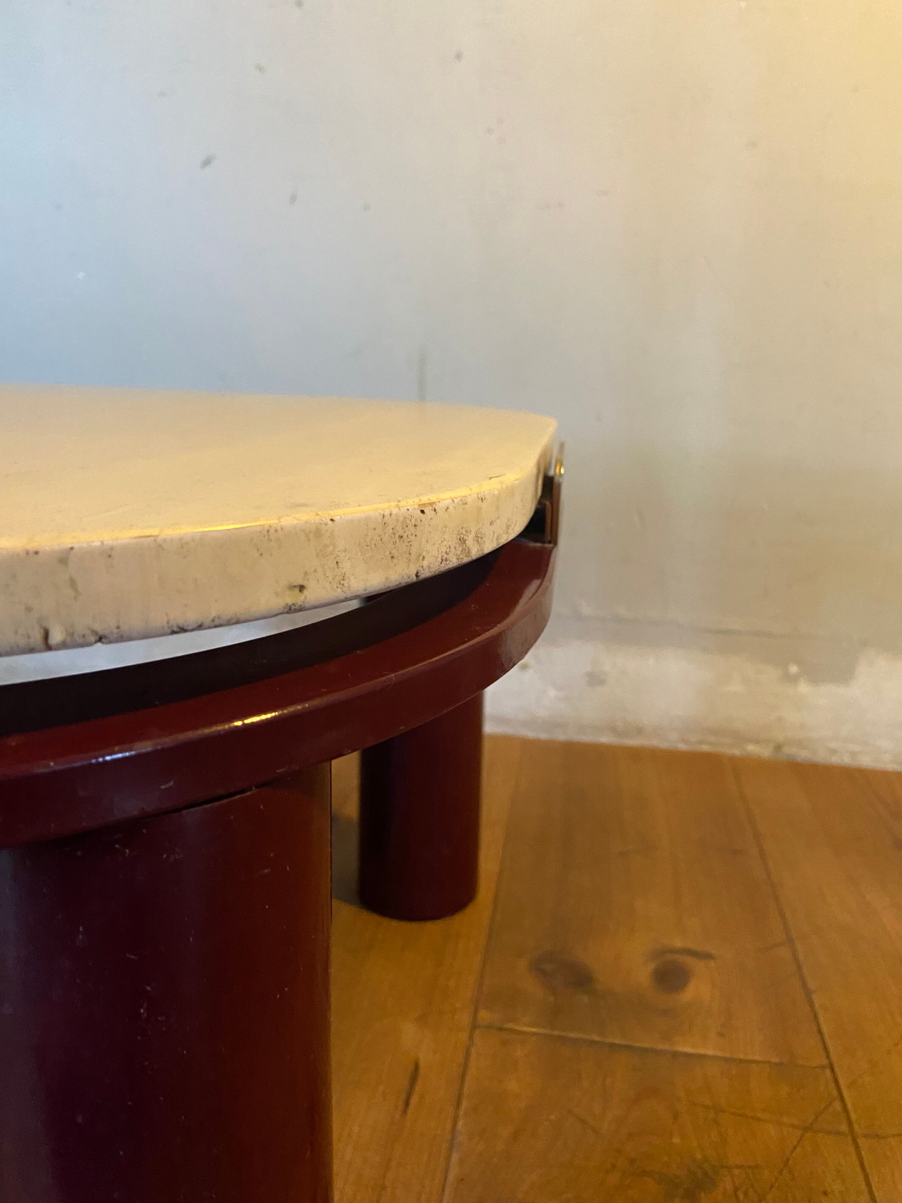 Roche Bobois travertine and metal coffee table from the 80s