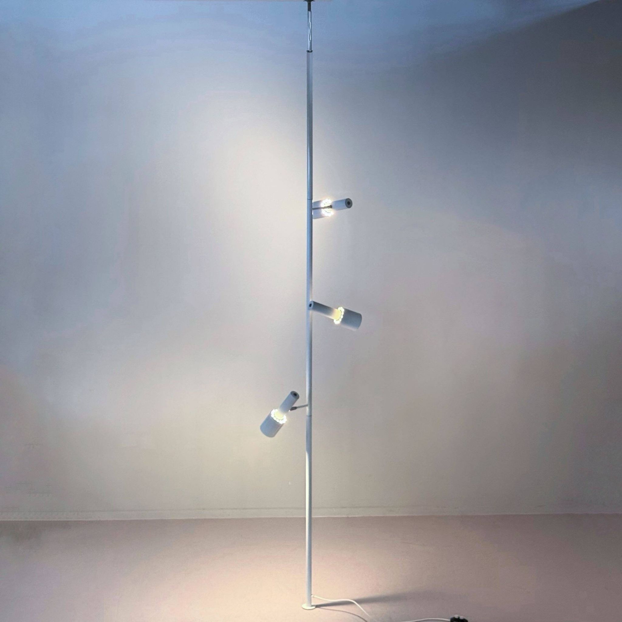 White telescopic floor-to-ceiling lamp model 642 by Hala, 1970s