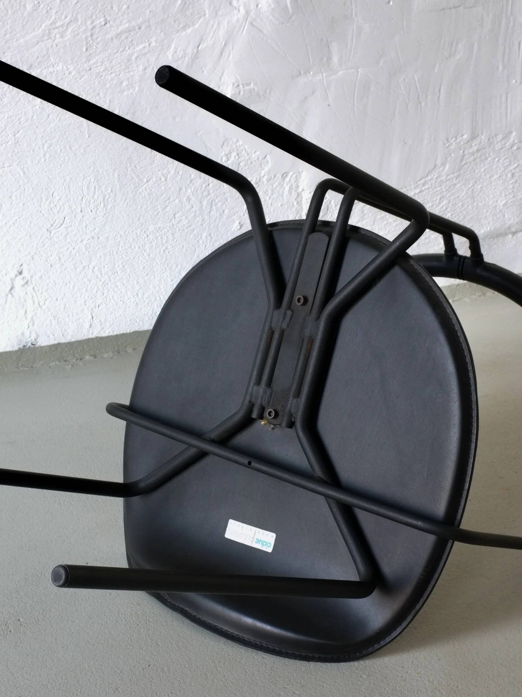 4 postmodern black leather armchairs from Cidue, Italy, 1990s