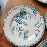6 plates Gien Terre de Fer series "rooster"