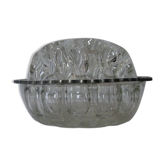 Pique fleurs en verre presse 19 trous cercle d'une petite couronne en etain
