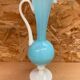 Antique blue & white opaline pitcher ewer vintage
