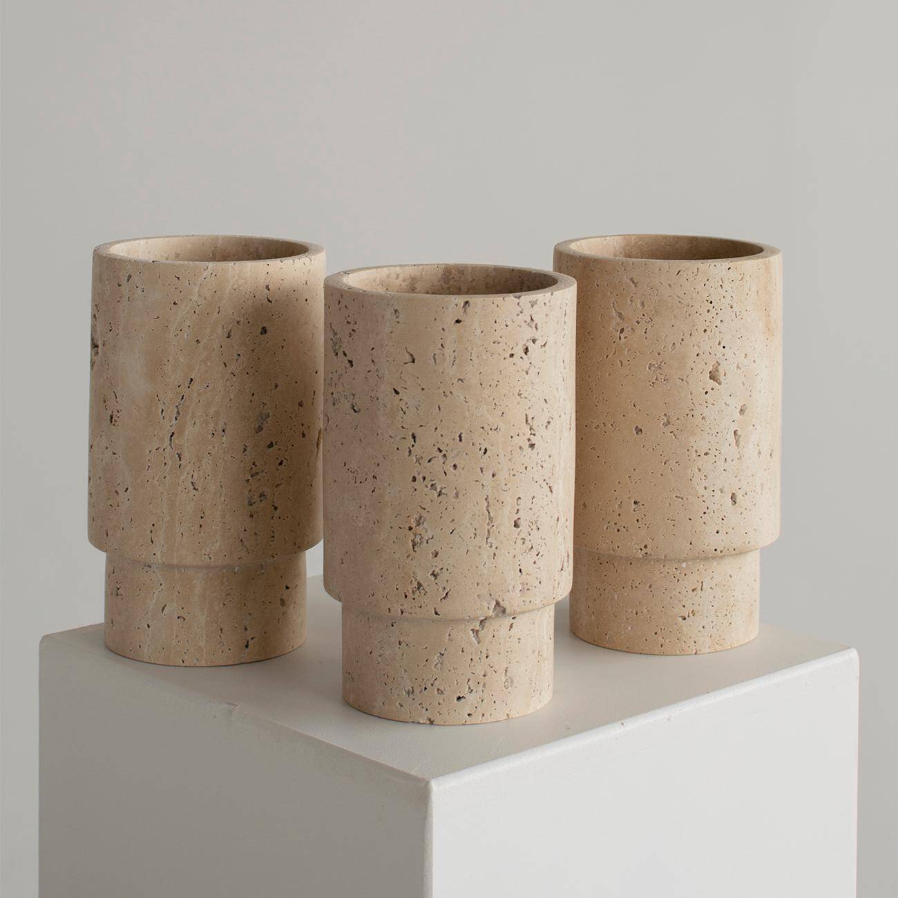 Travertine vase and wine cooler