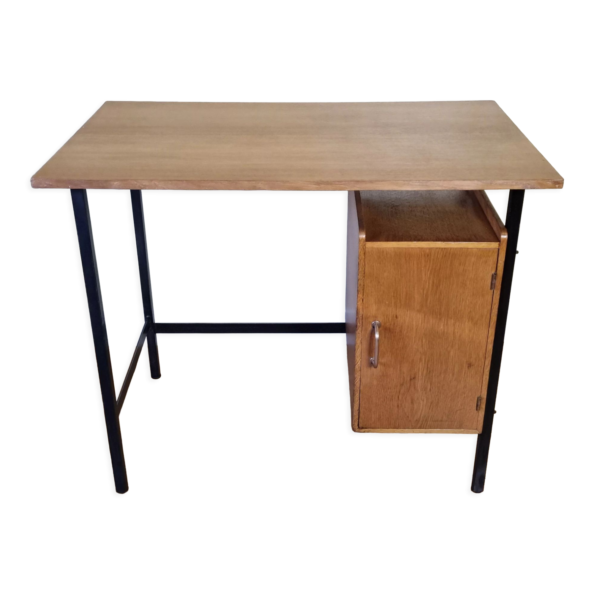 Vintage desk in metal and wood, 50s-60s