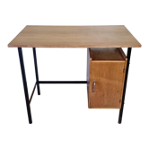 Bureau vintage en métal et bois, années 50-60