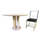 Round French travertine dining table 1970s