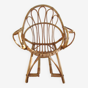 Rattan children's chair, shell shape