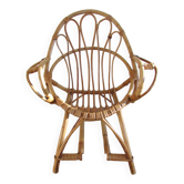 Chaise enfant en rotin, forme coquille