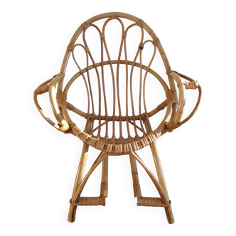 Rattan children's chair, shell shape