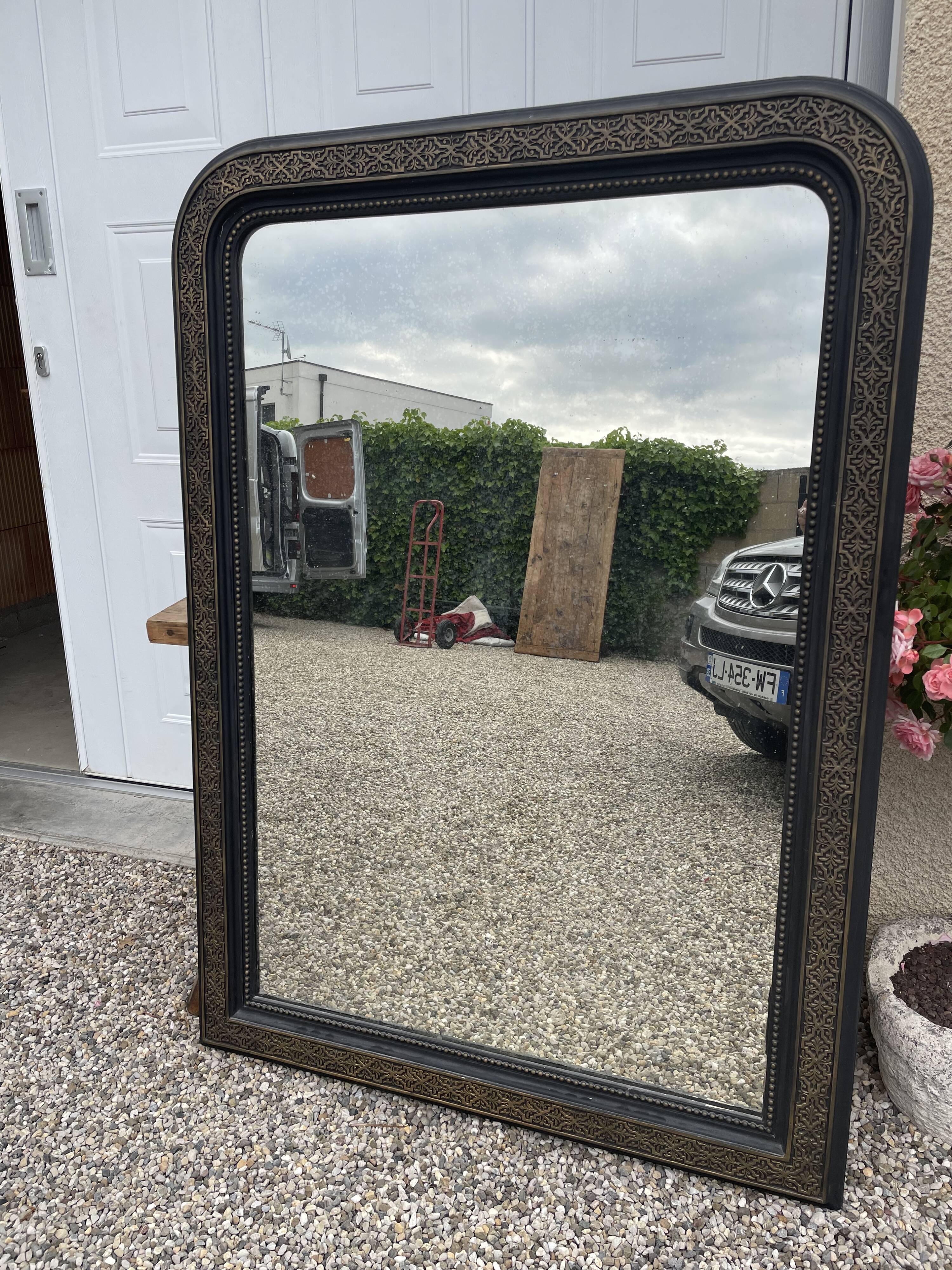 Mirror era Napoleon III gilded and blackened wood  - 141x100cm