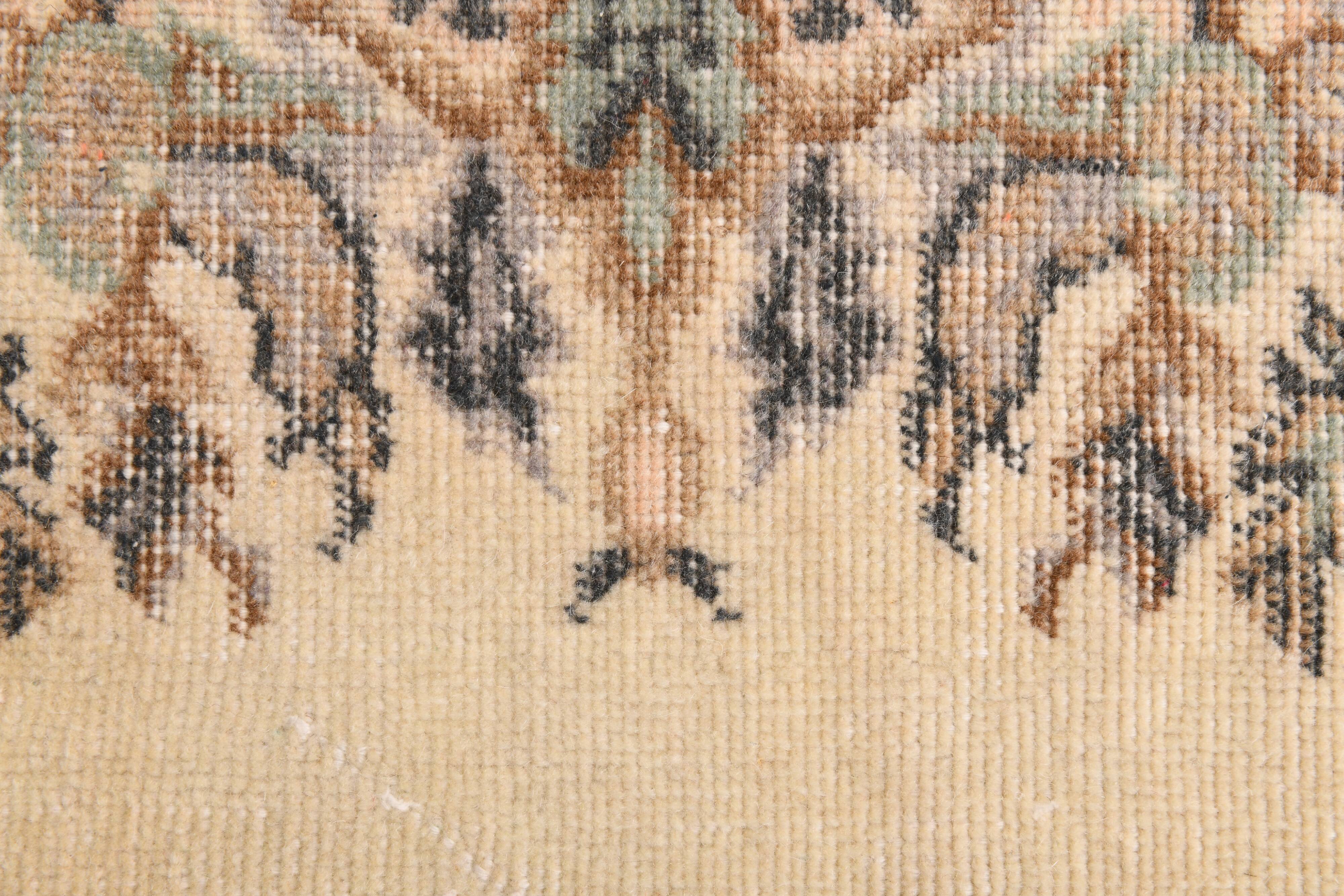 3x7 Cream & Brown Oriental Vintage Rug, 108x207Cm