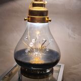 Delux gold and glass lamp desing 1970 to 80 removable with integrated light 68x40cm