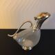 Carafe canard vintage en verre et argent