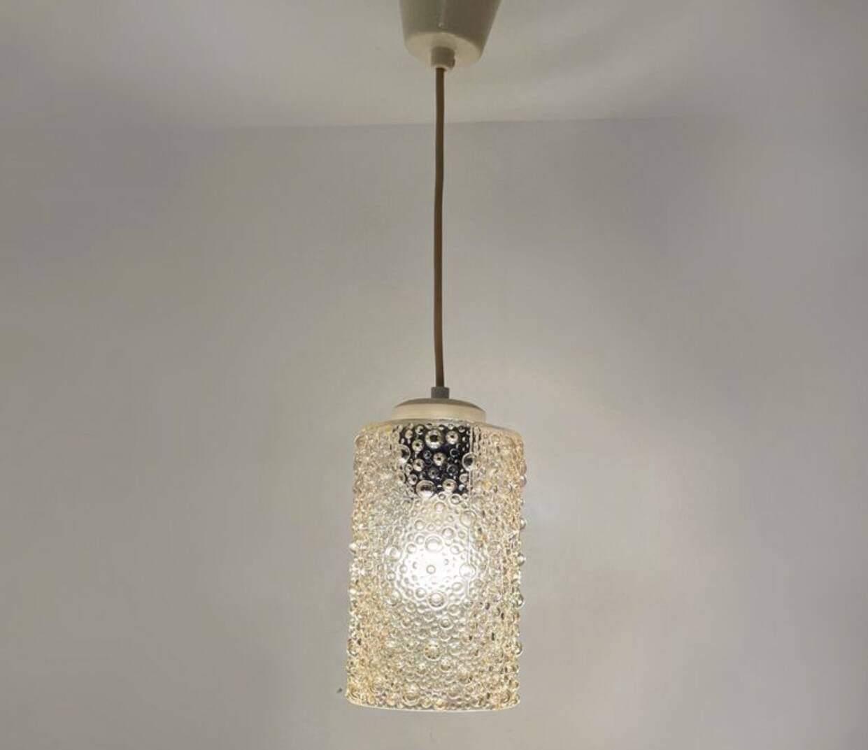 Amber bubble glass pendant light from the 60s