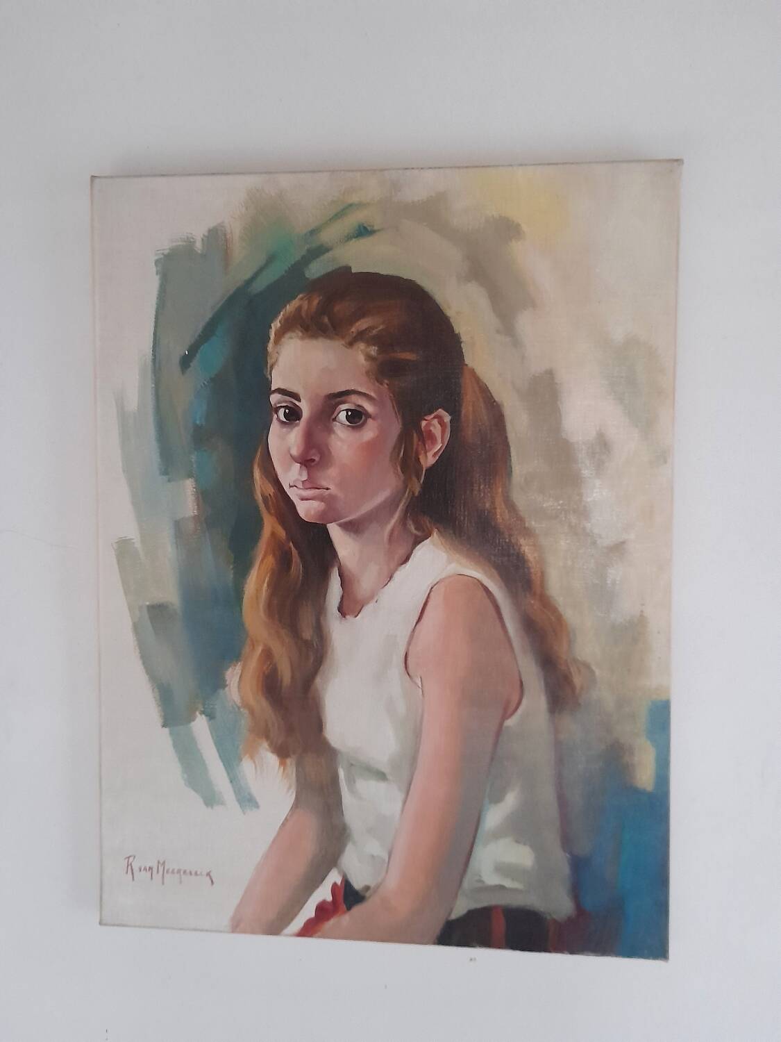 Portrait of a young girl oil on canvas by Meerbeeck