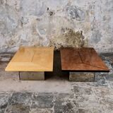 Ash burl bar coffee table, Paul Michel for Roche Bobois, 1980s