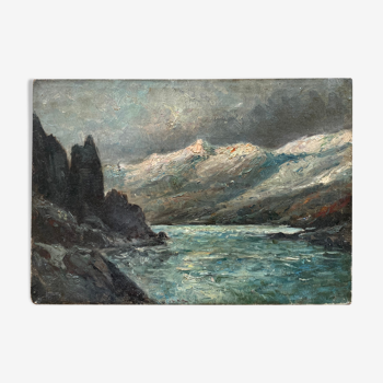Peinture paysage, huile sur toile ancienne signée