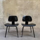 Pair of DCW chairs by Charles & Ray Eames in Black for Herman Miller 1950